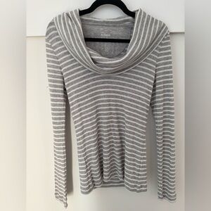 GAP Gray Striped ribbed Cowl Neck Sweater